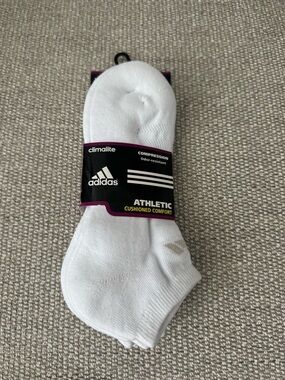 adidas White Athletic No-Show Cushioned Socks -3 pair pack